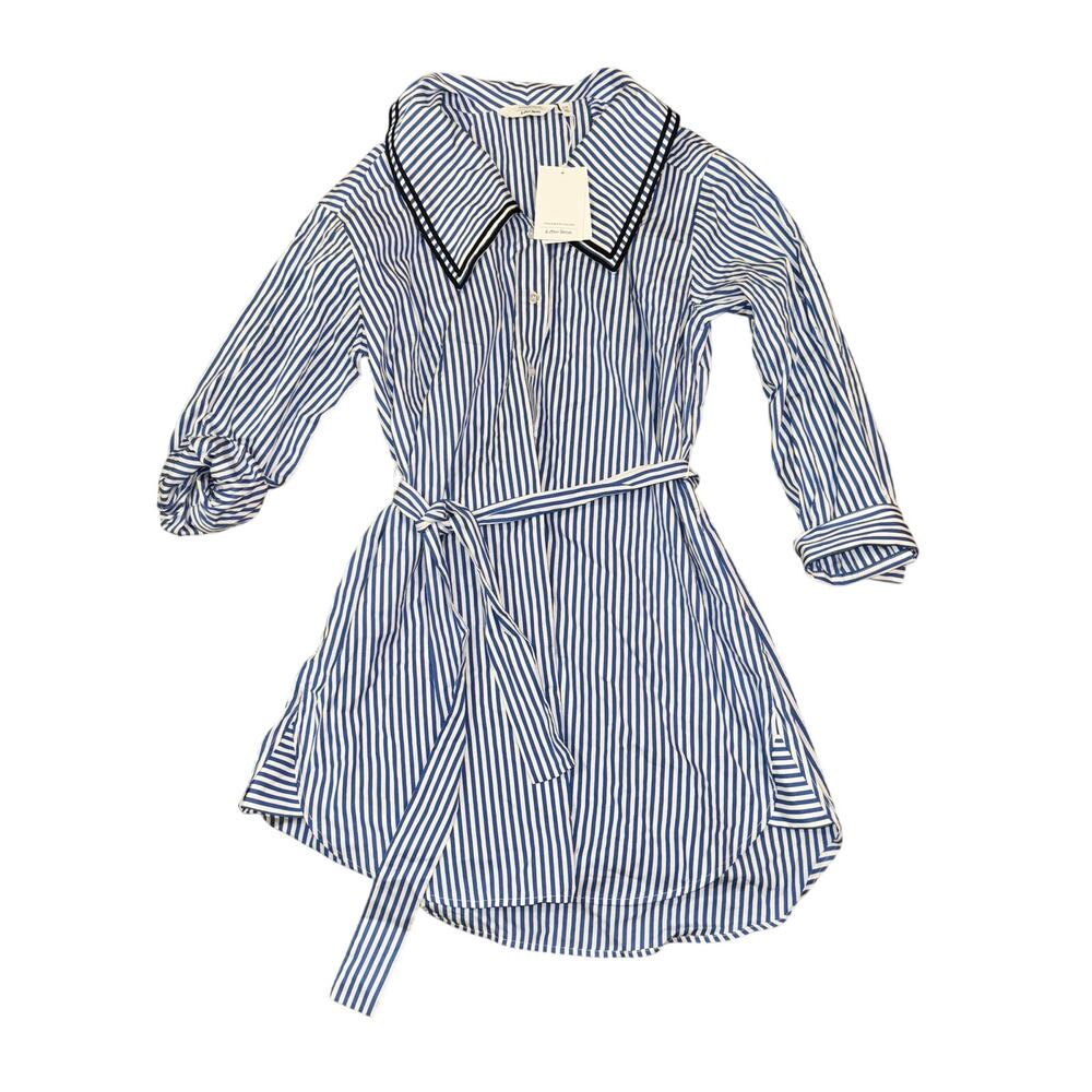 & Other Stories Oversized Midi Shirt Dress Womens Sz XS/S Blue White Striped NWT